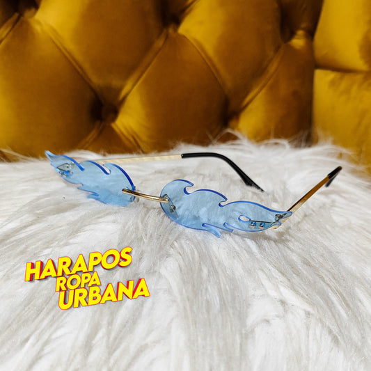 Gafas metalicas fueguito azul