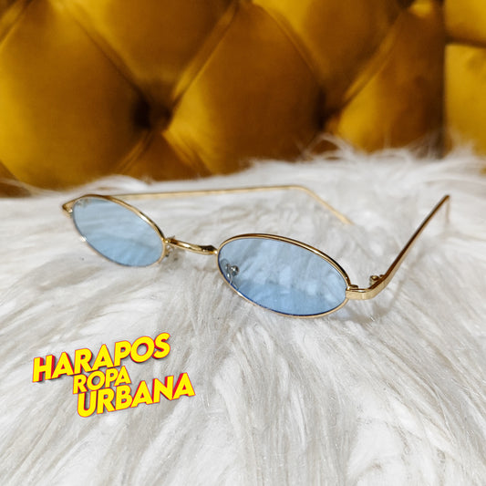 Gafa metalica pequeñas ovalada celeste
