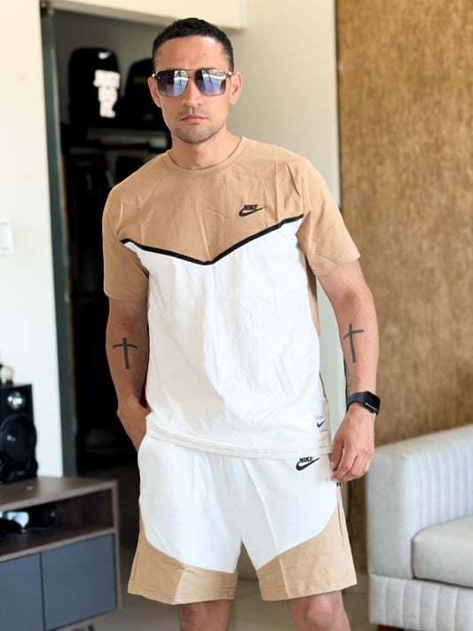 Conjunto de Verano NIKE TECH exclusivo crema con blanco