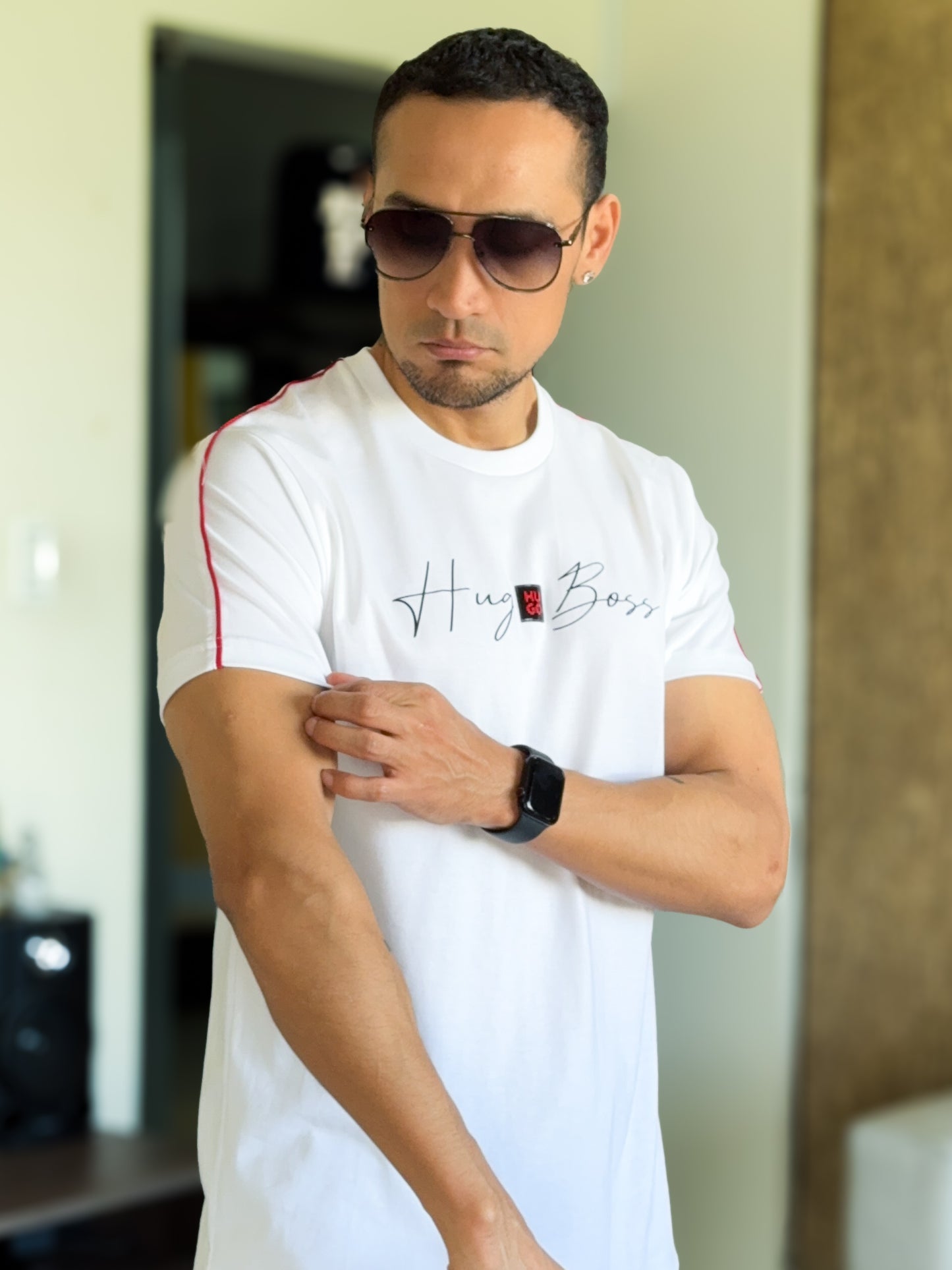 Polera Premium Hugo Boss Tag blanca