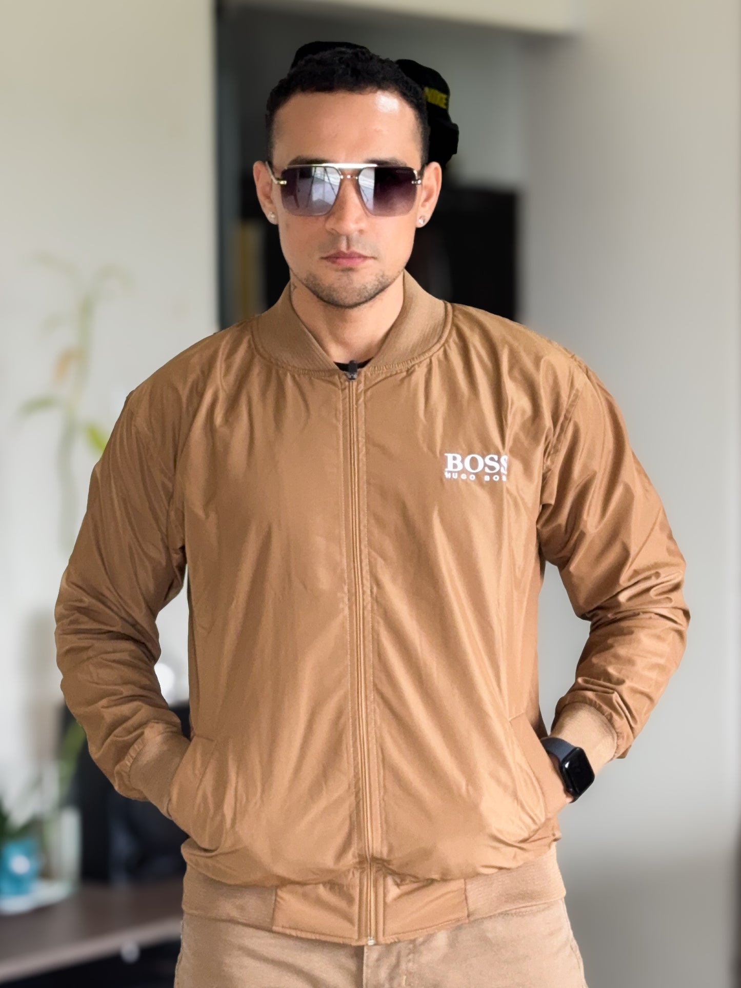 Chaqueta Bomber Jacket Premium HUGO BOSS Basica color Camel