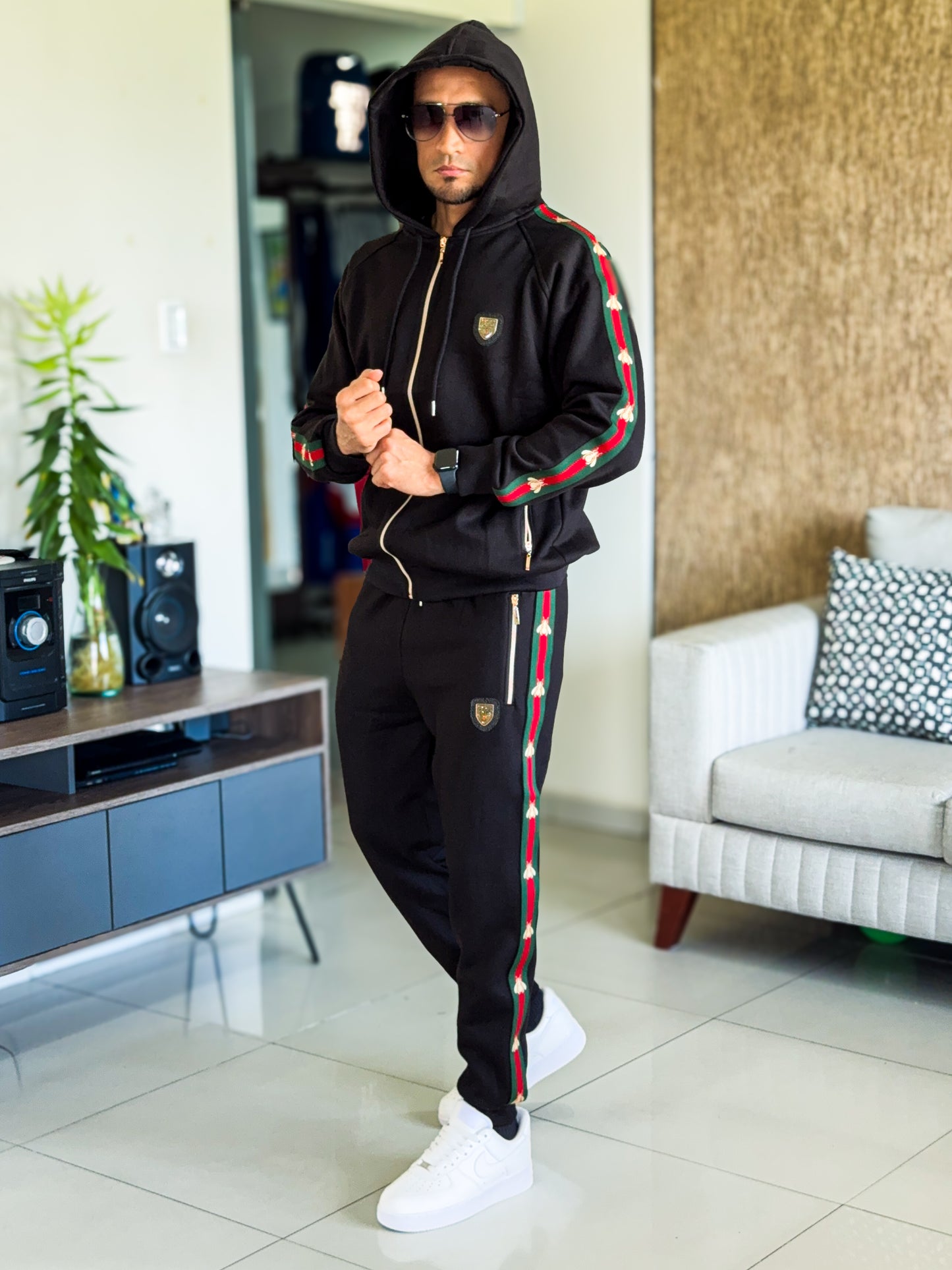 Conjunto deportivo GUCCI legend clasico Chaqueta abierta Negro 5G