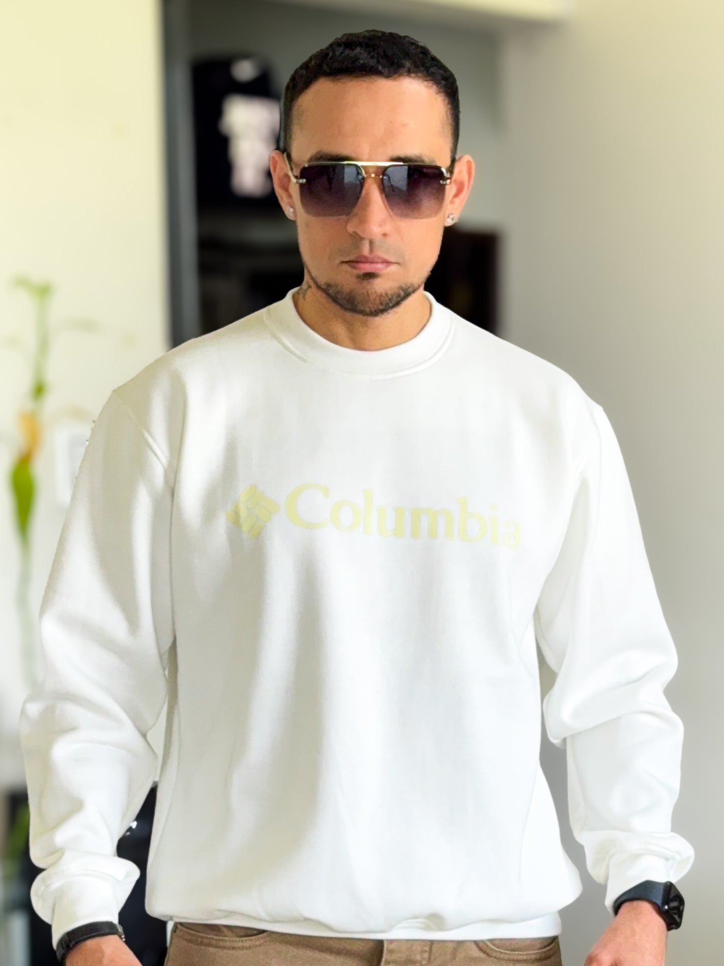 Chompa sudadera Columbia Basica color Blanco PREMIUM