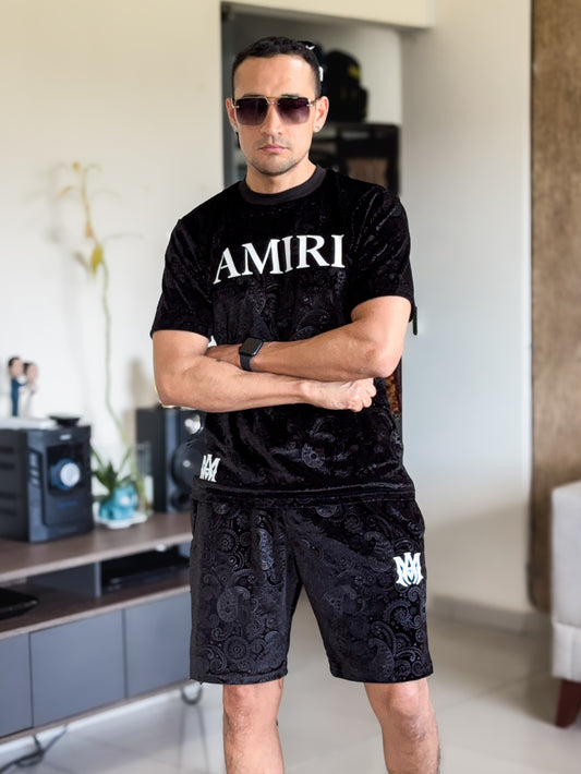 Conjunto de verano AMIRI gamusado grabado en laser Negro PREMIUM