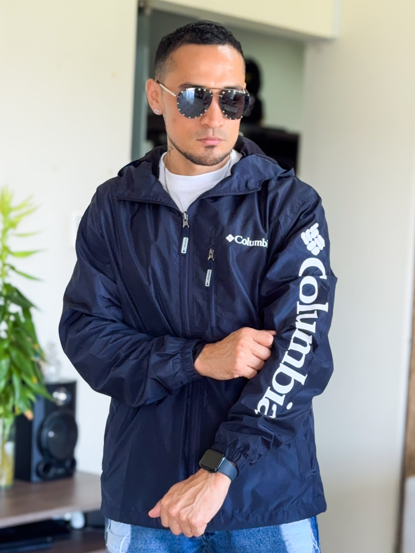 Chaqueta Rompevientos Columbia Premium Azul Marino Metalico