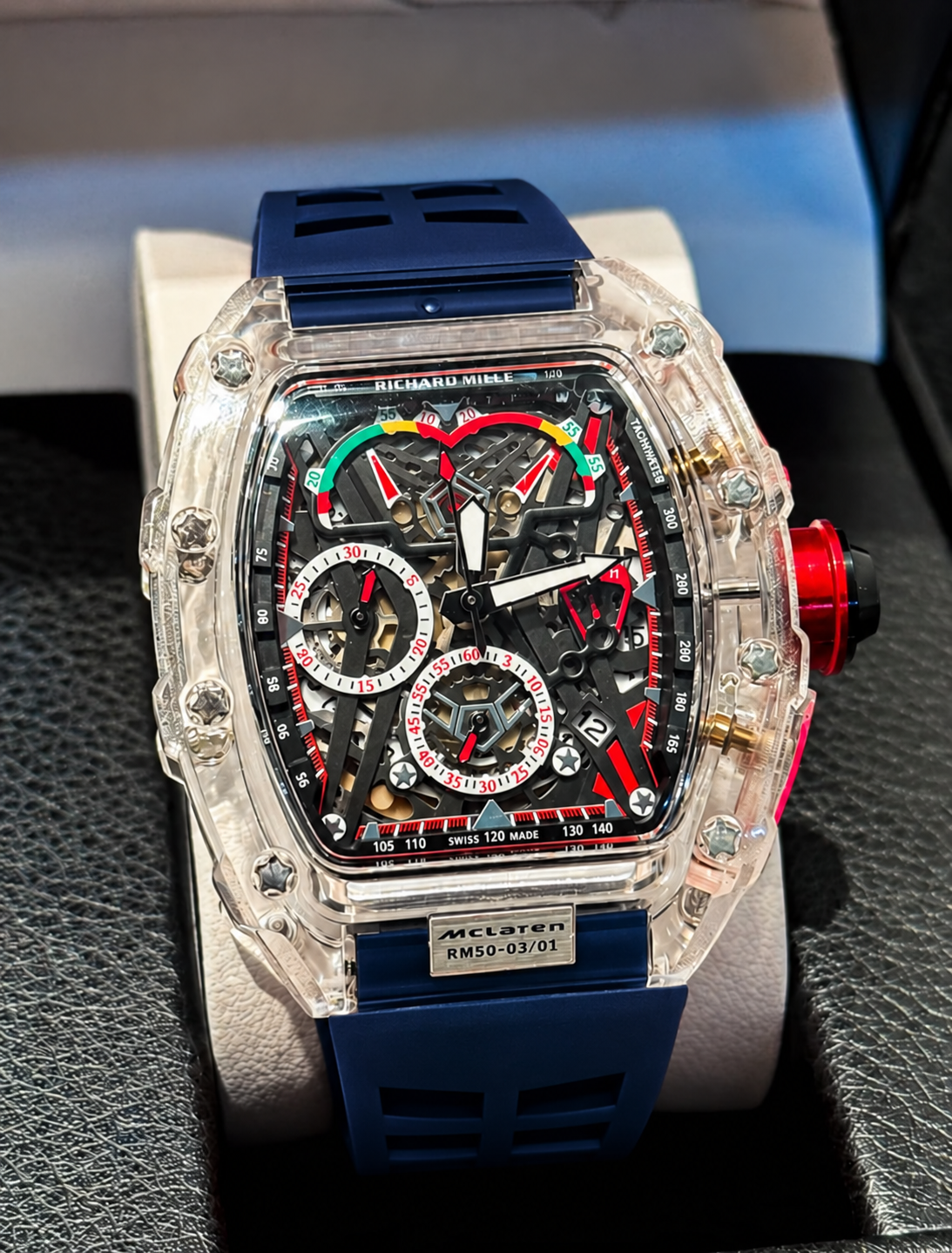 Reloj Richard Mille MCLAREN ZAFIRO CLASSIC Manilla azul transparente