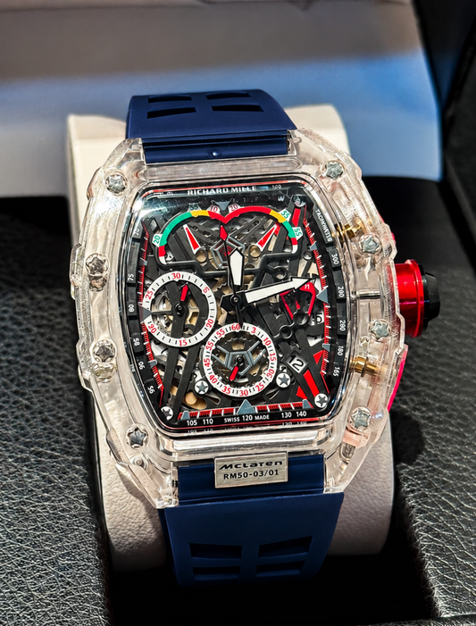Reloj Richard Mille MCLAREN ZAFIRO CLASSIC Manilla azul transparente
