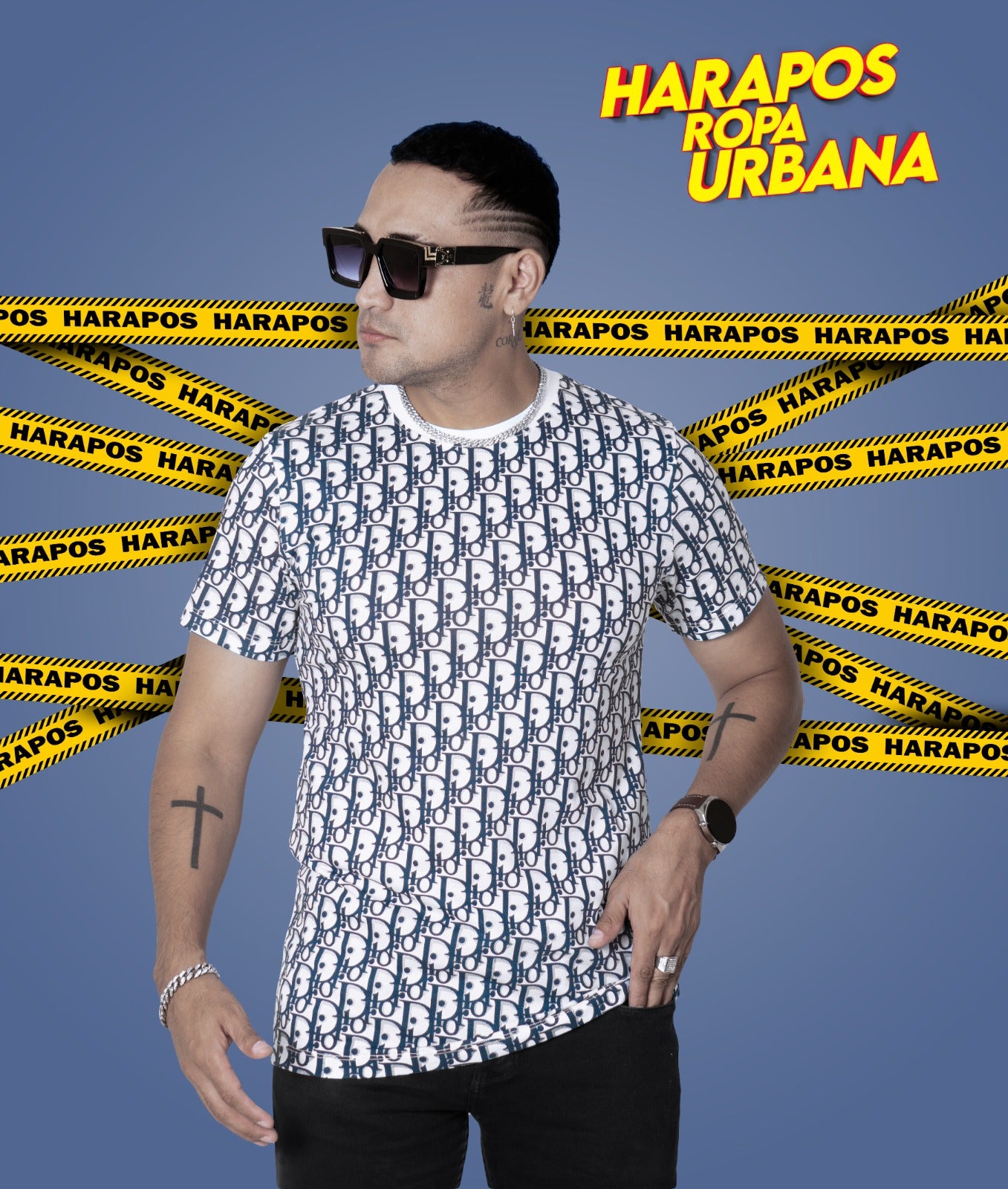 Polera dior con letras blanca