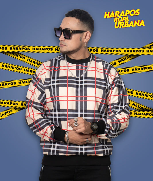 Chompa frizada burberry con lineas