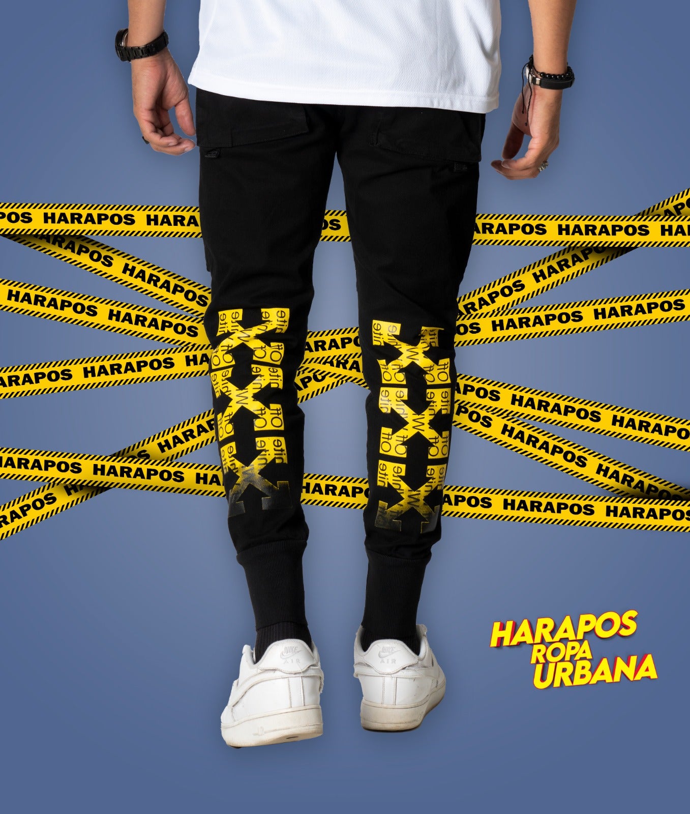 Jogger Off White negro-amarillo