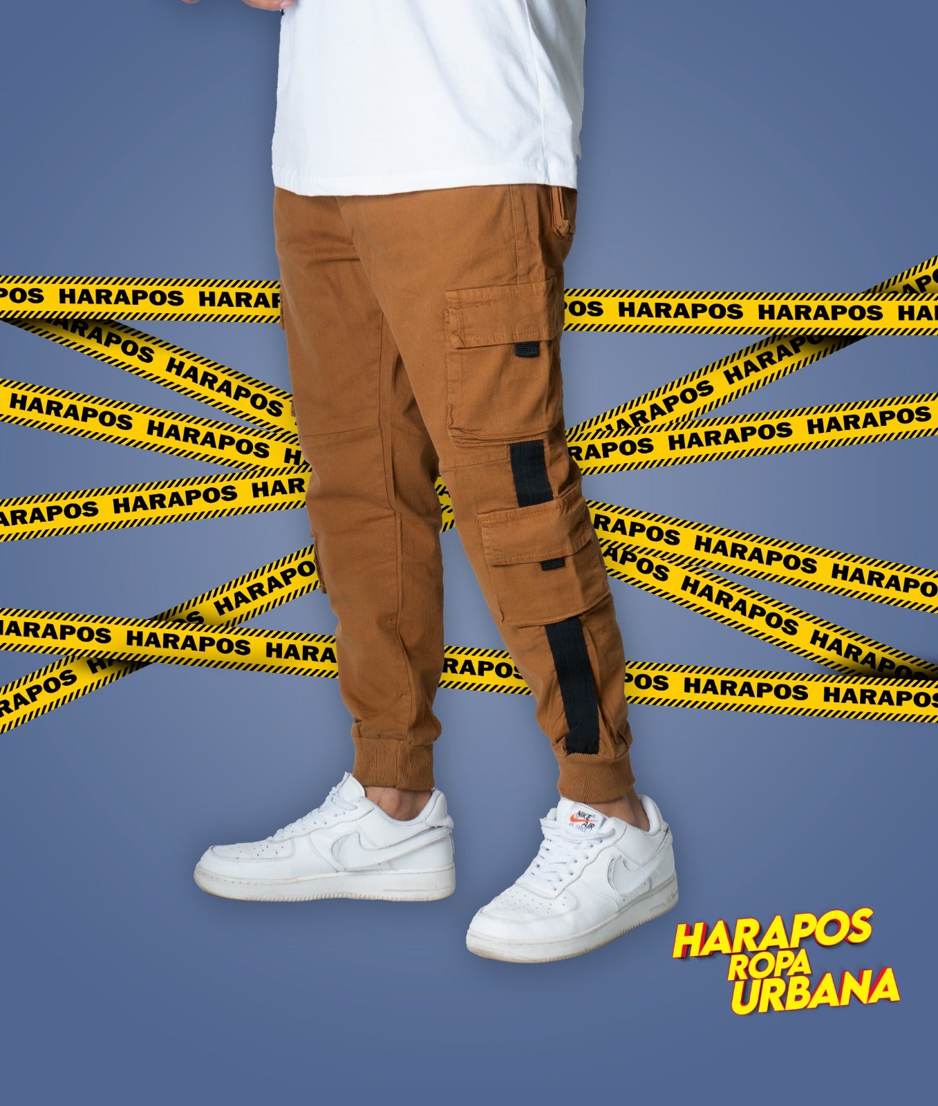 Jogger Club Black 8 bolsillos cafe camel