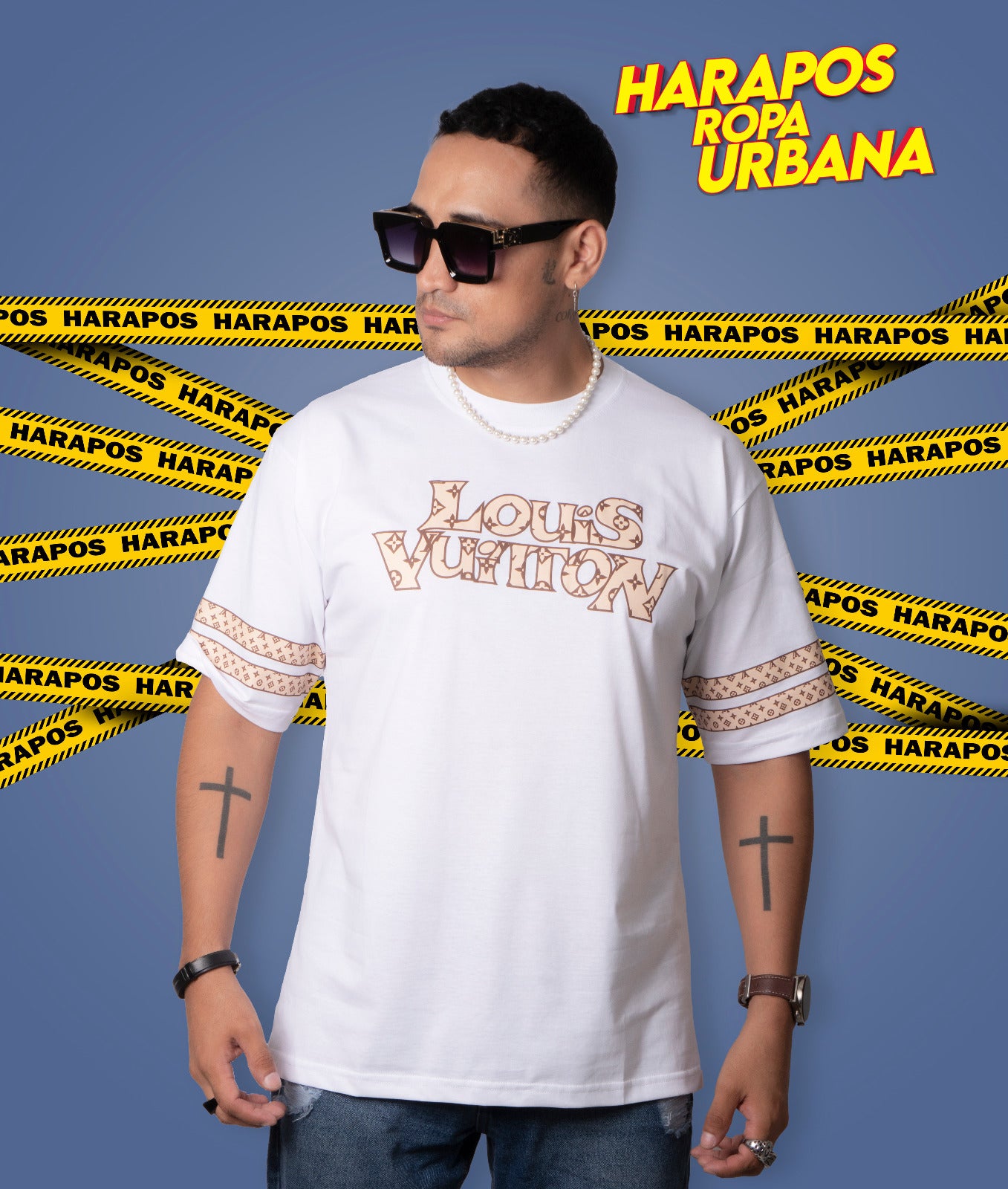 Polera Louis vuitton oversize blanca detalle mangas