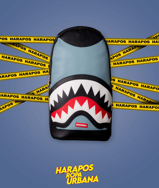 Mochila Sprayground cuero liso negro con plomo