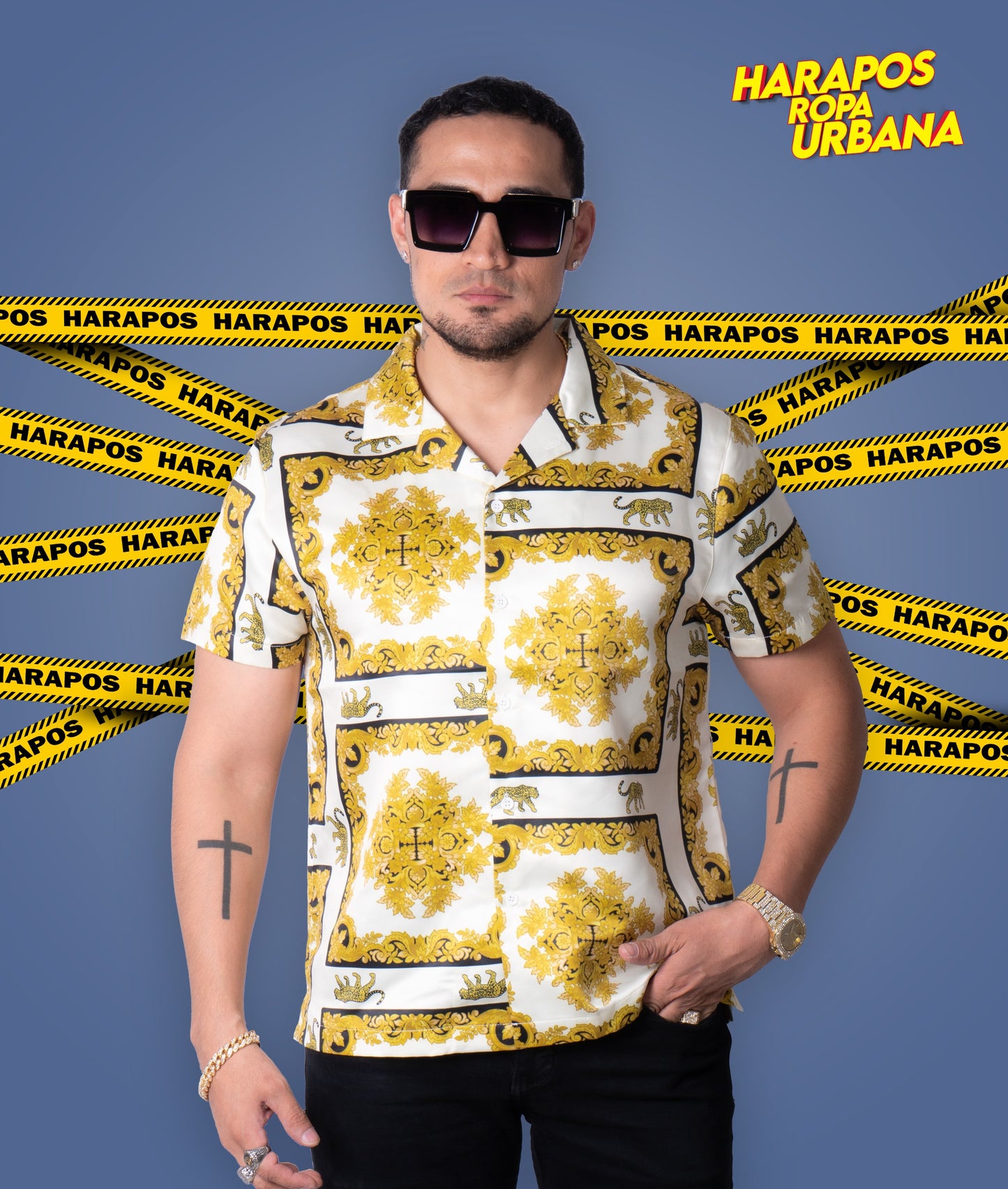 Camisa premium crema con detalles de puma amarillo