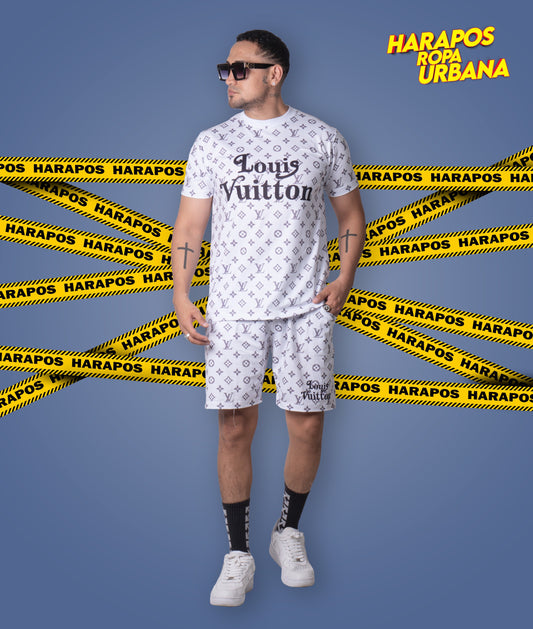 Conjunto de verano louis vuitton blanco y negro short + polera