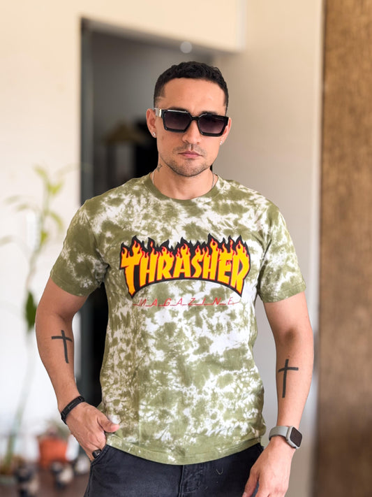 Polera thrasher verde camuflado