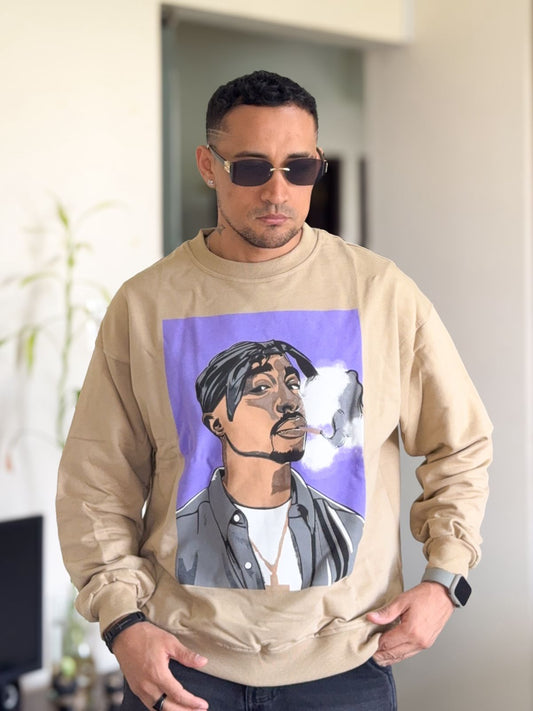 Sudadera Zara Tupac crema