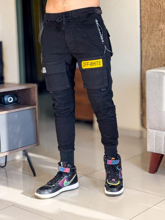 Jogger Off White negro-amarillo