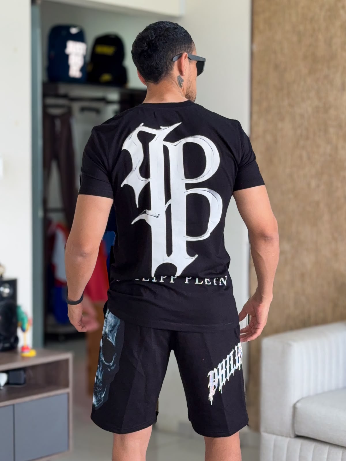 Conjunto de verano premium PHILIPP PLEIN Blue Sckull con PEDRERIA
