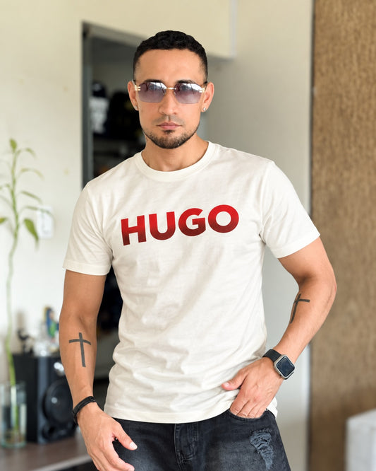 Polera HUGO BOSS Premium con relieve blanco