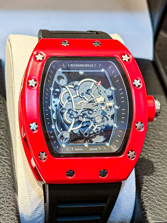 Reloj Richard Mille RED FIRE motor flotante de caja vacia rojo/negro
