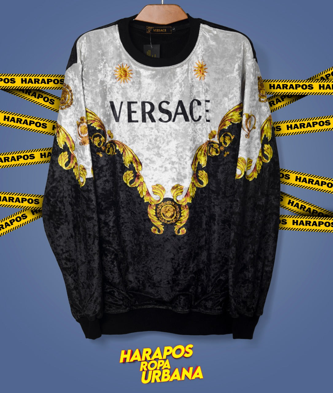 Sudadera Versace negra gamuzada