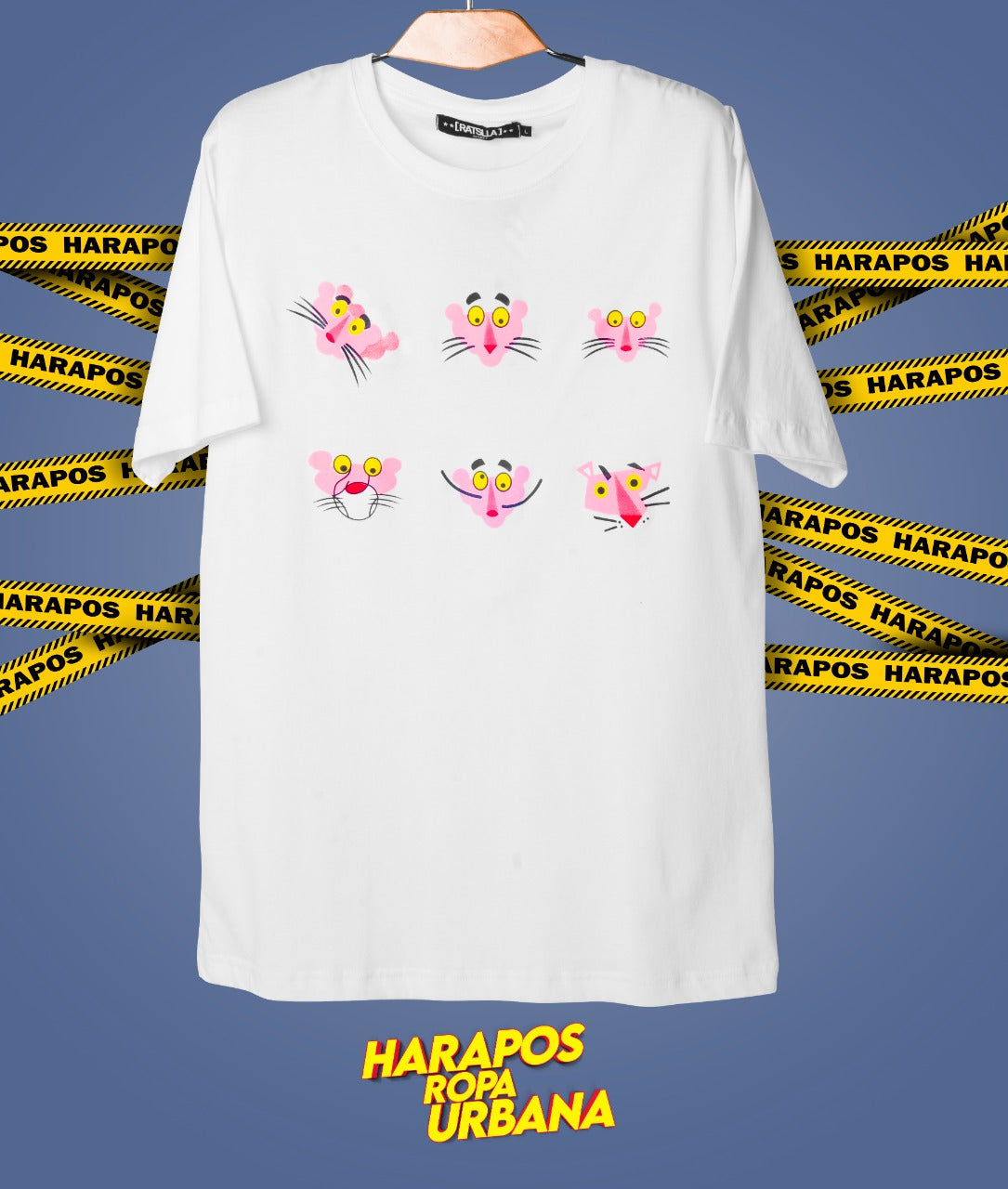 Polera blanca pantera rosa