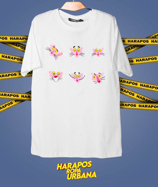 Polera blanca pantera rosa