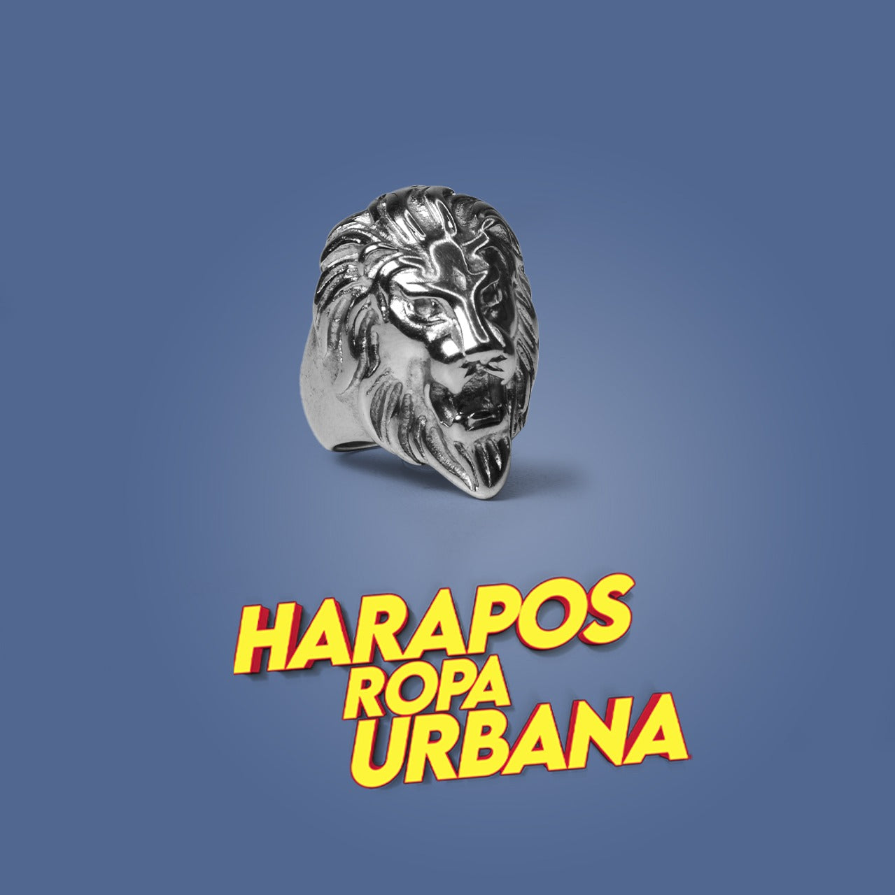 Anillo de acero leon plateado