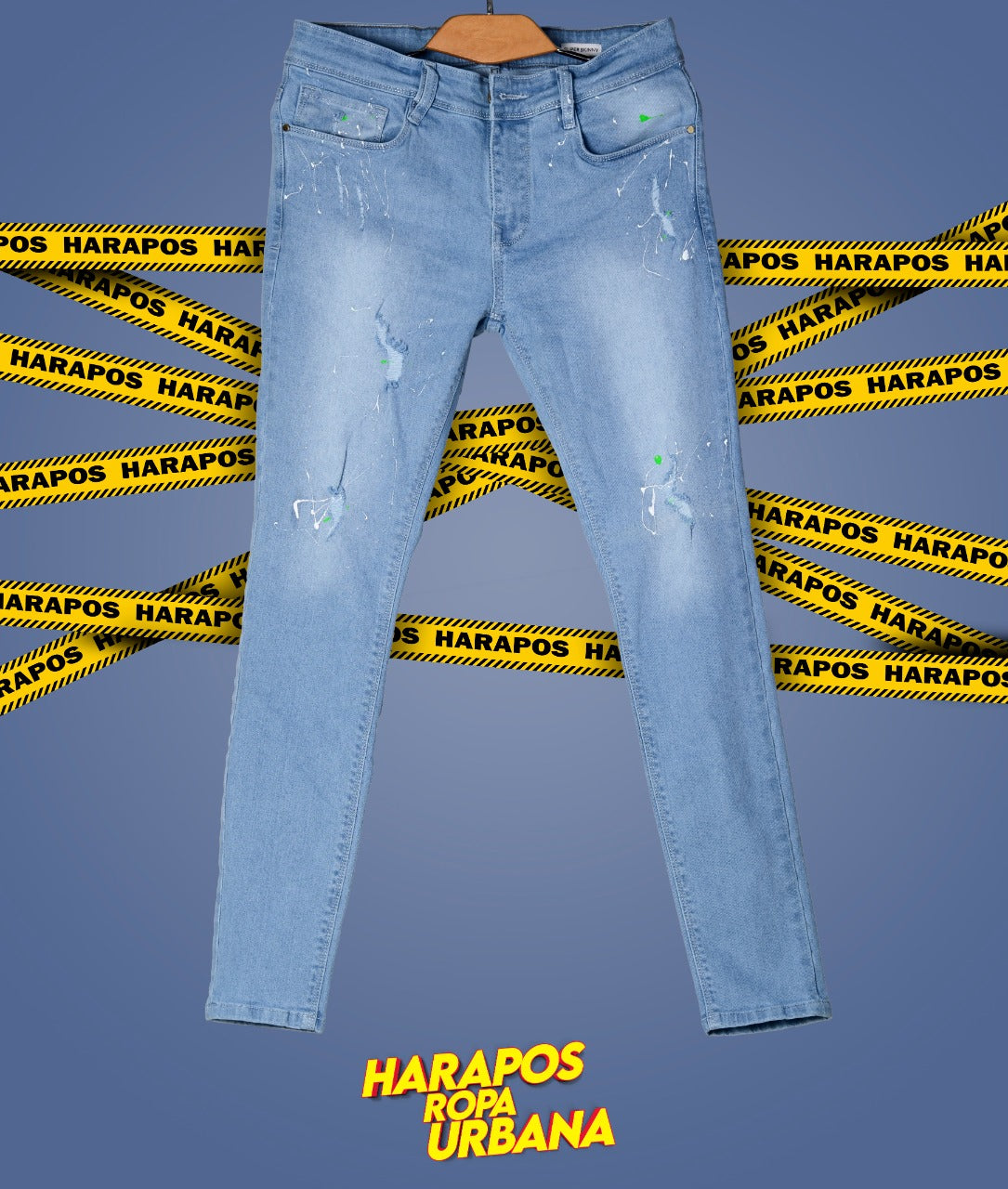 Pantalon Bershka jean celeste rasgado