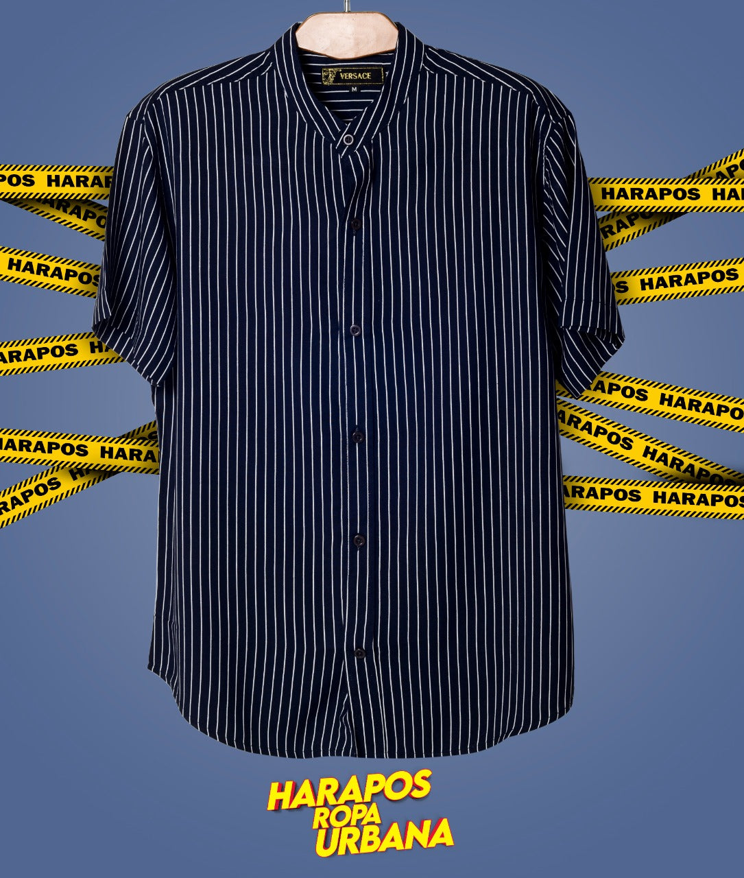 Camisa versace azul a rayas