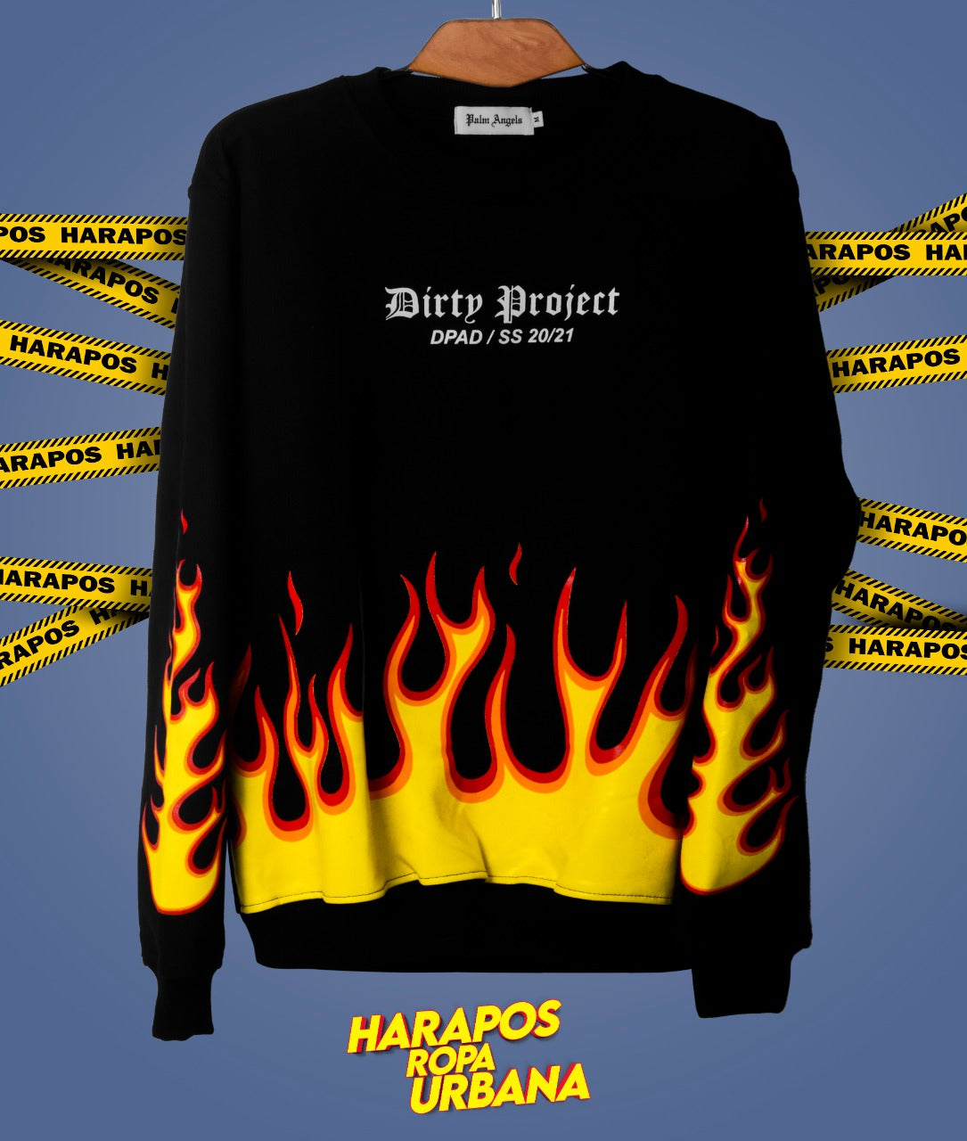 Sudadera Palm Angels negra con fueguito