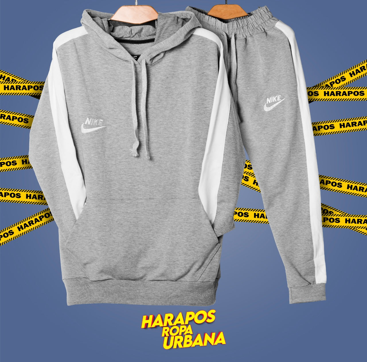 Deportivo nike plomo con franja blanca