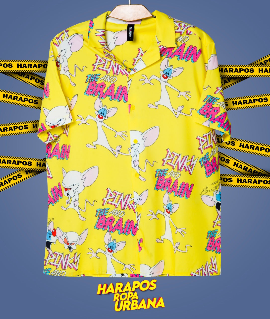 Camisa Dr. Mono oversize pinky y cerebro amarillo