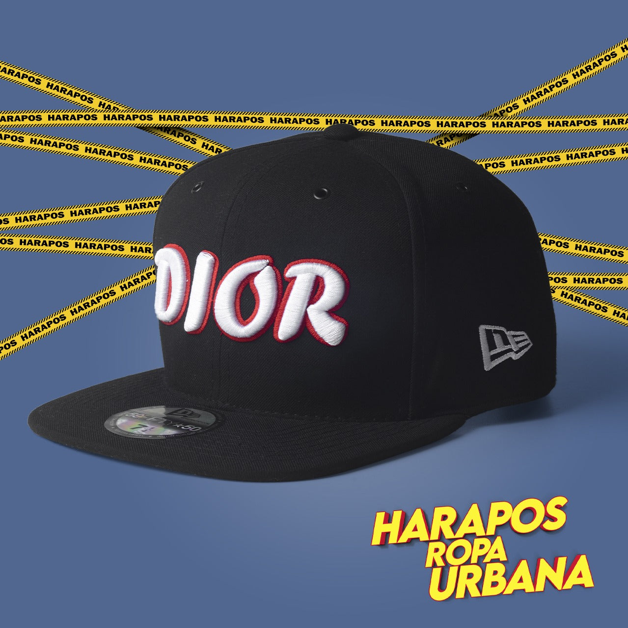Gorra dior plana negro con letras blancas