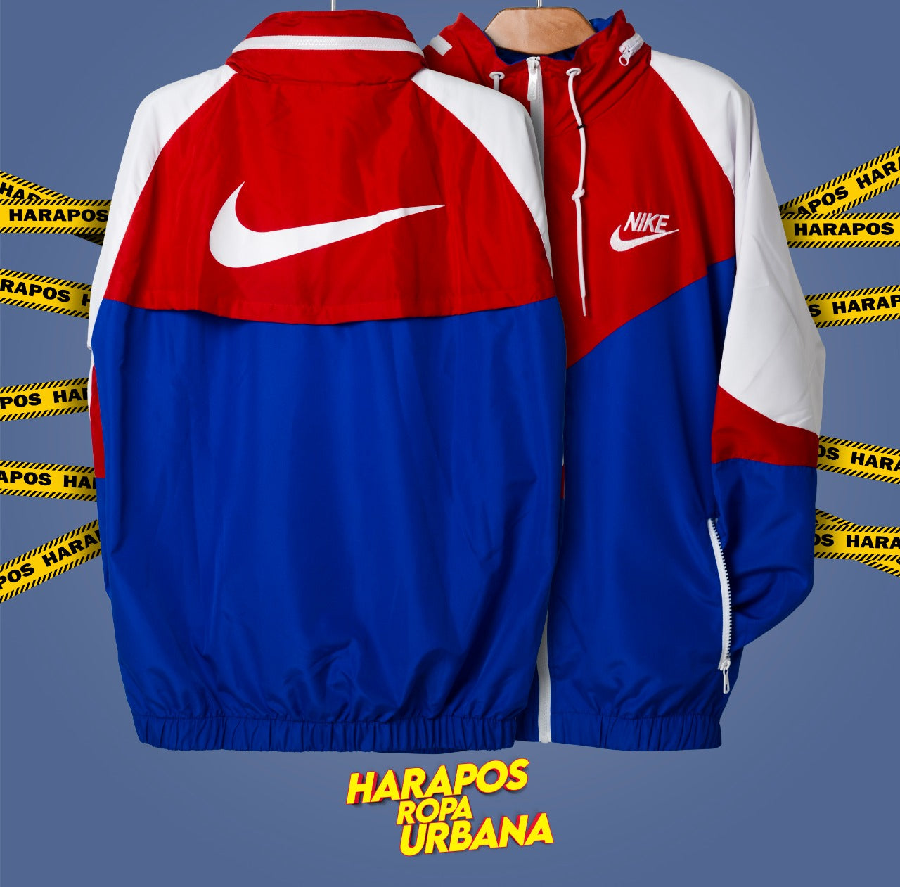 Chaqueta rompevientos nike rojo, azul y blanco