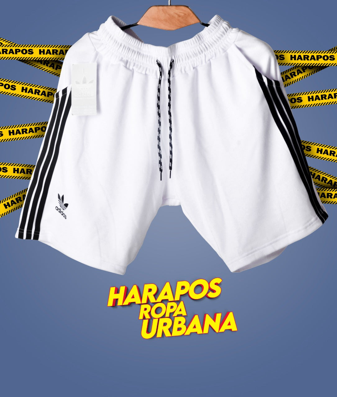 Short Adidas blanco franjas negras