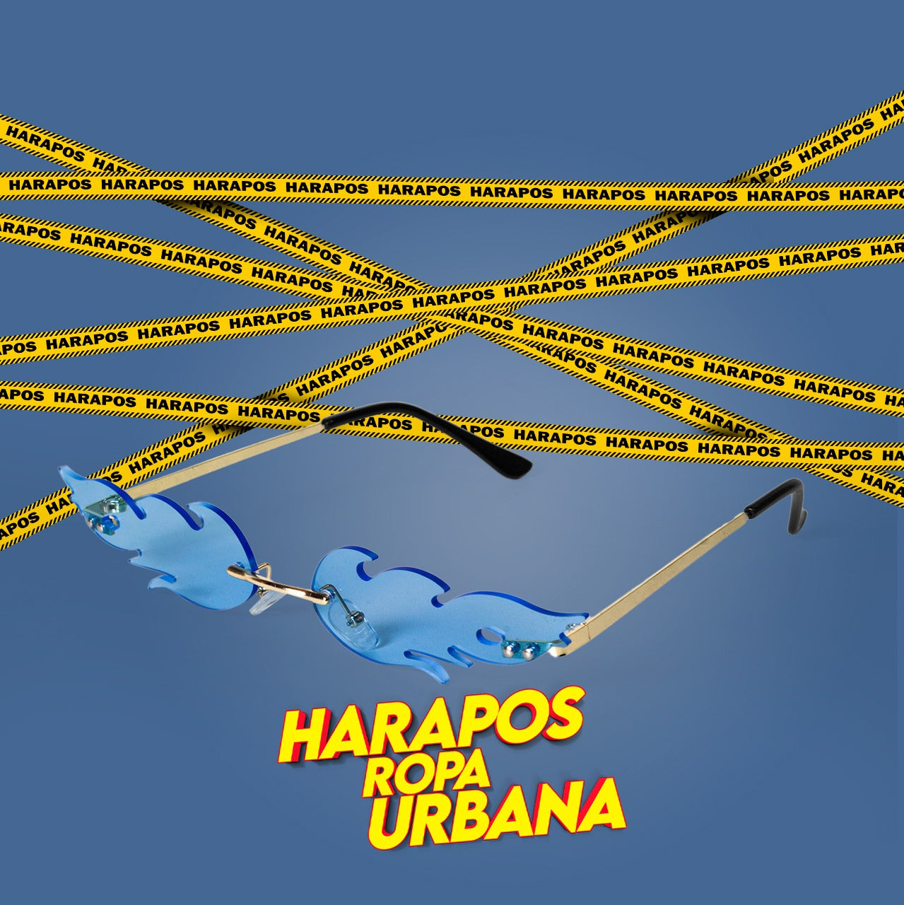 Gafas metalicas fueguito azul