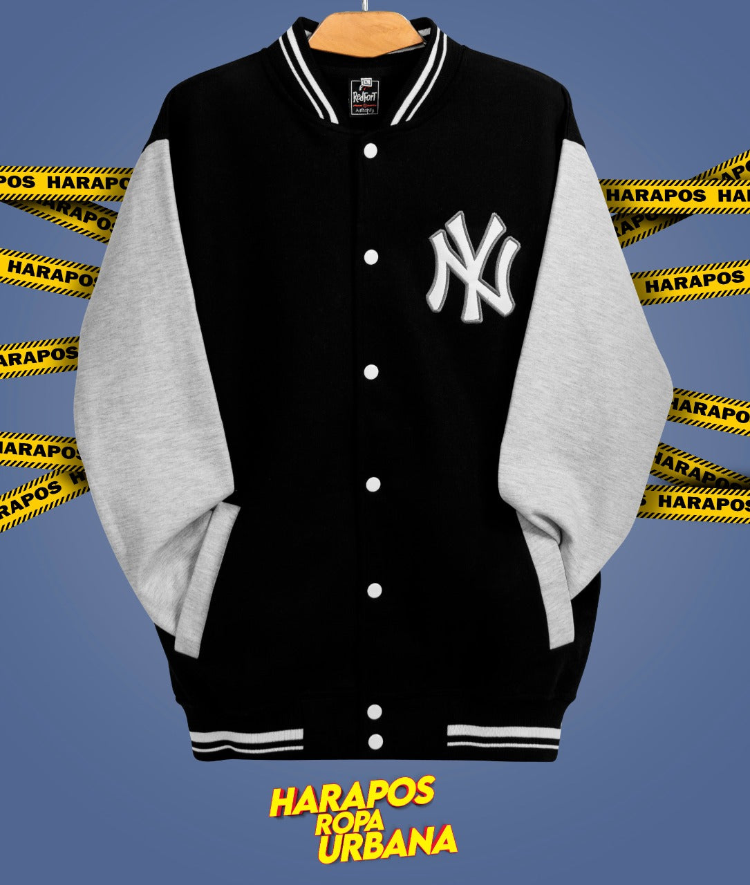 Chaqueta new york NY negro y plomo
