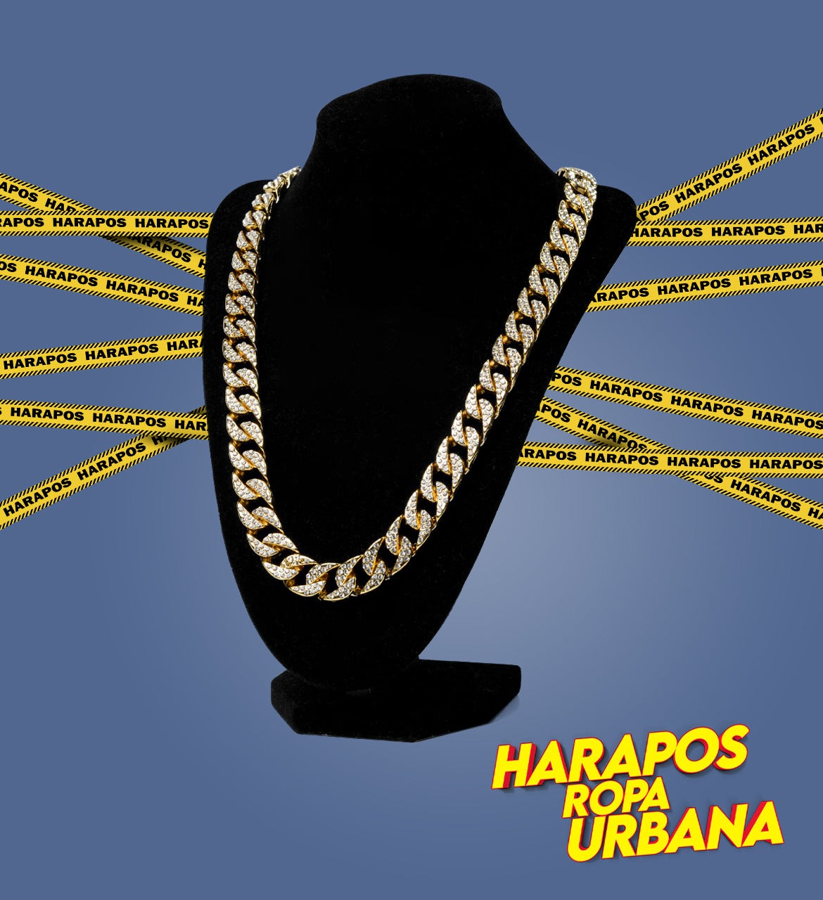 Cadena cubana dorada redonda grande