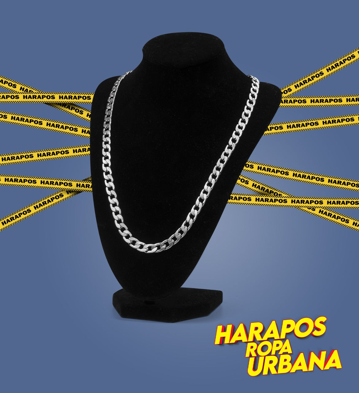 Cadena de acero plateada eslabones con lineas