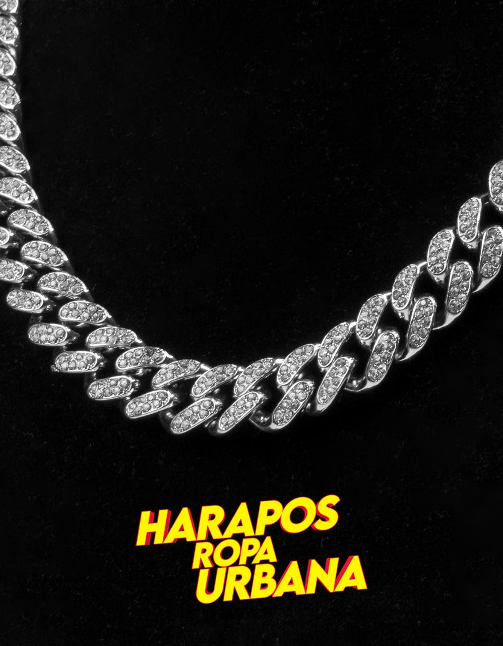 Cadena cubana plateada redonda