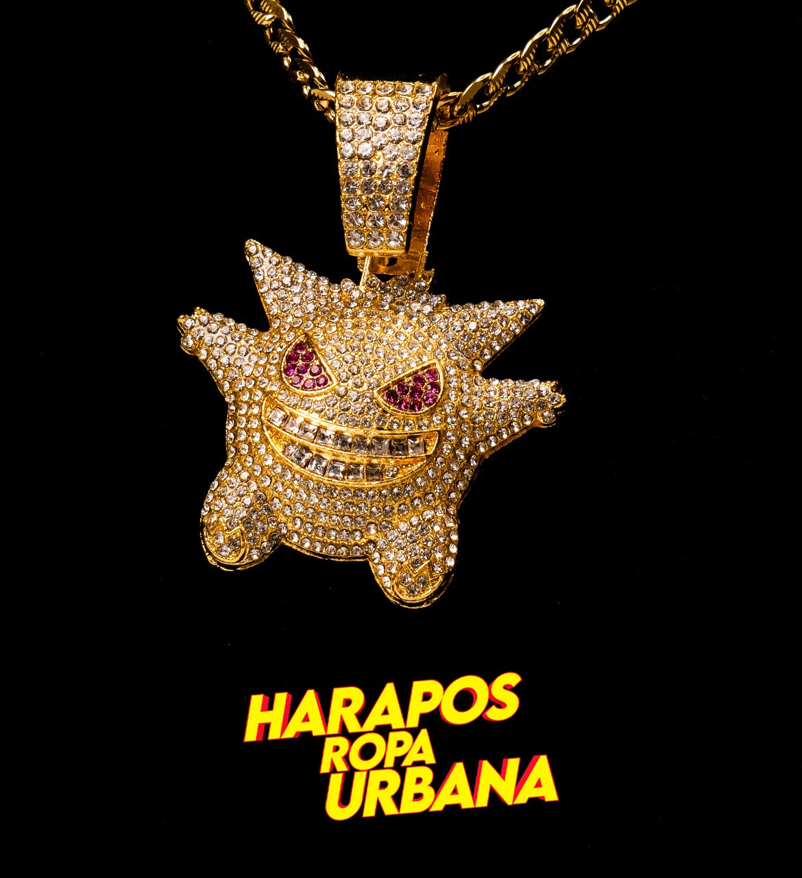 Dije cubana pokemon gengar diamantada dorada