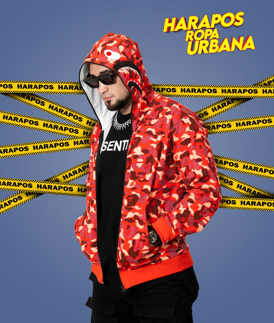 Canguro bape camuflado rojo