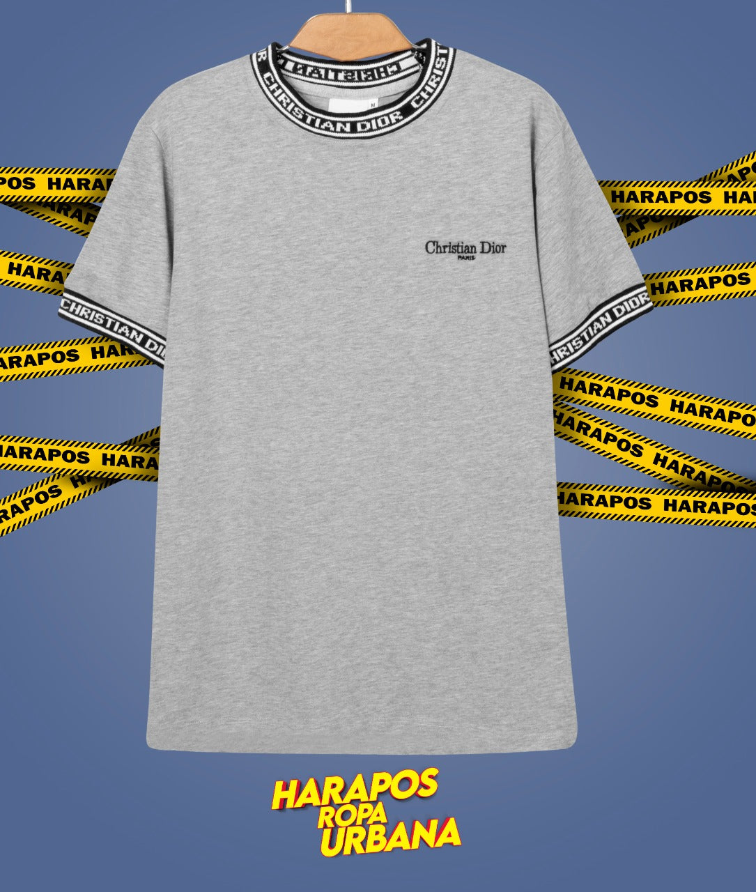 Polera christian dior plomo cuello de hilo