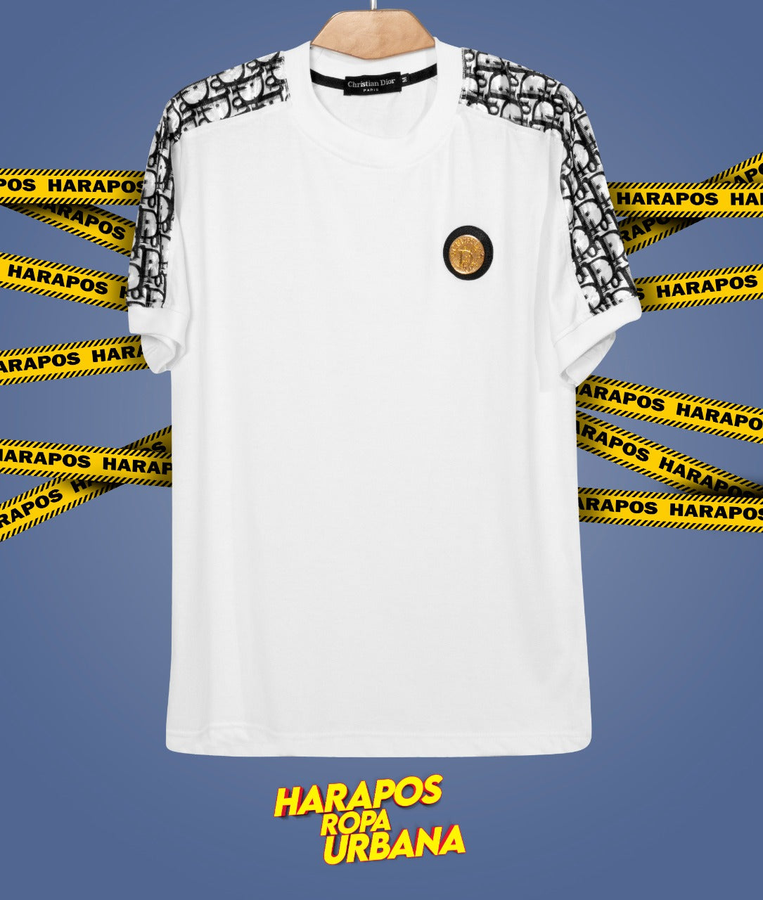 Polera dior blanca con detalles en los hombros