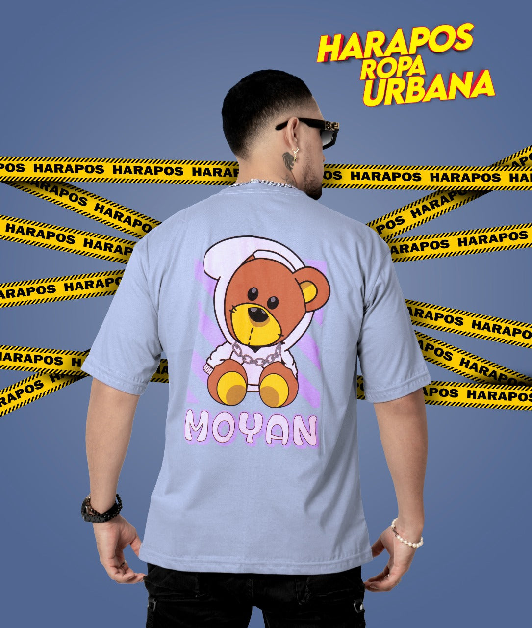 Polera oversize ratslla plomo oso moyan