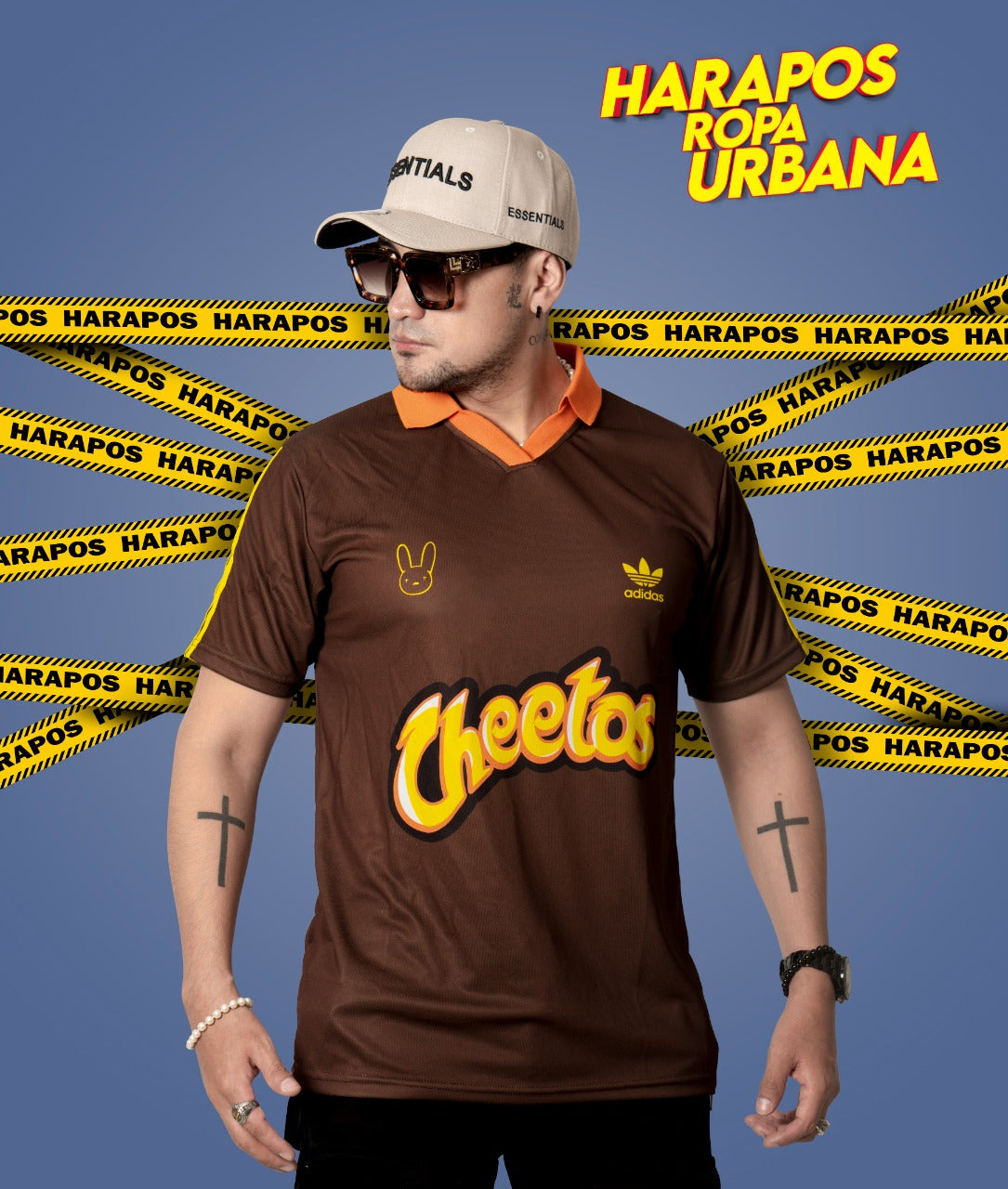 Polera adidas cheetos bad bunny cafe
