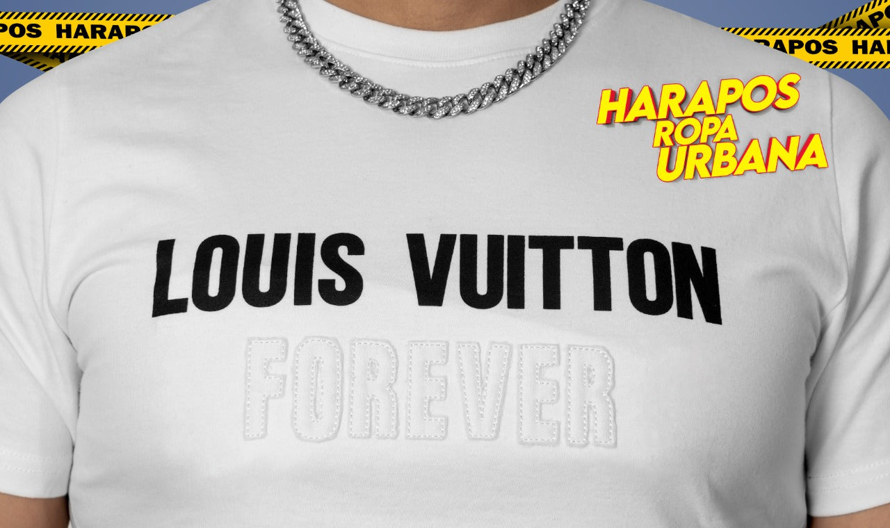 Polera louis vuitton blanca letras bordadas