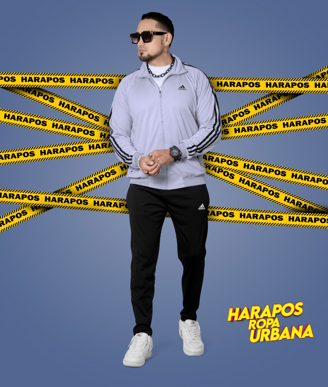 Deportivo adidas combinado plomo/negro trilineas